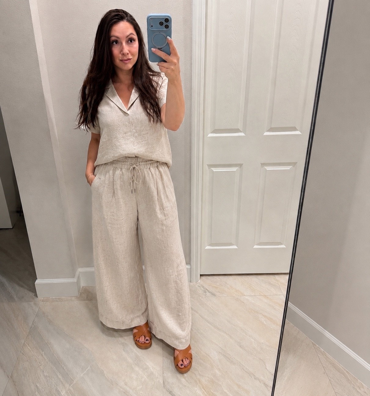 Linen szn is officially my favorite szn. This matching set is giving effortless summer energy and I am not taking it off. The wide leg pants, the camp collar top, the tan sandals… it all just works.

#LTKmomlife #LTKSeasonal #LTKSaleAlert