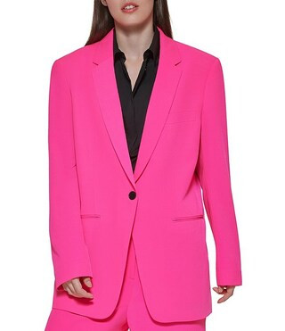 Notch Lapel Long Sleeve Crepe Boyfriend Statement Blazer Jacket | Dillard's