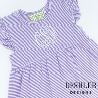 Monogram Purple Dress, Purple Monogram Dress, Ruffle Stripe Birthday Girls Big Sister | Etsy (US)