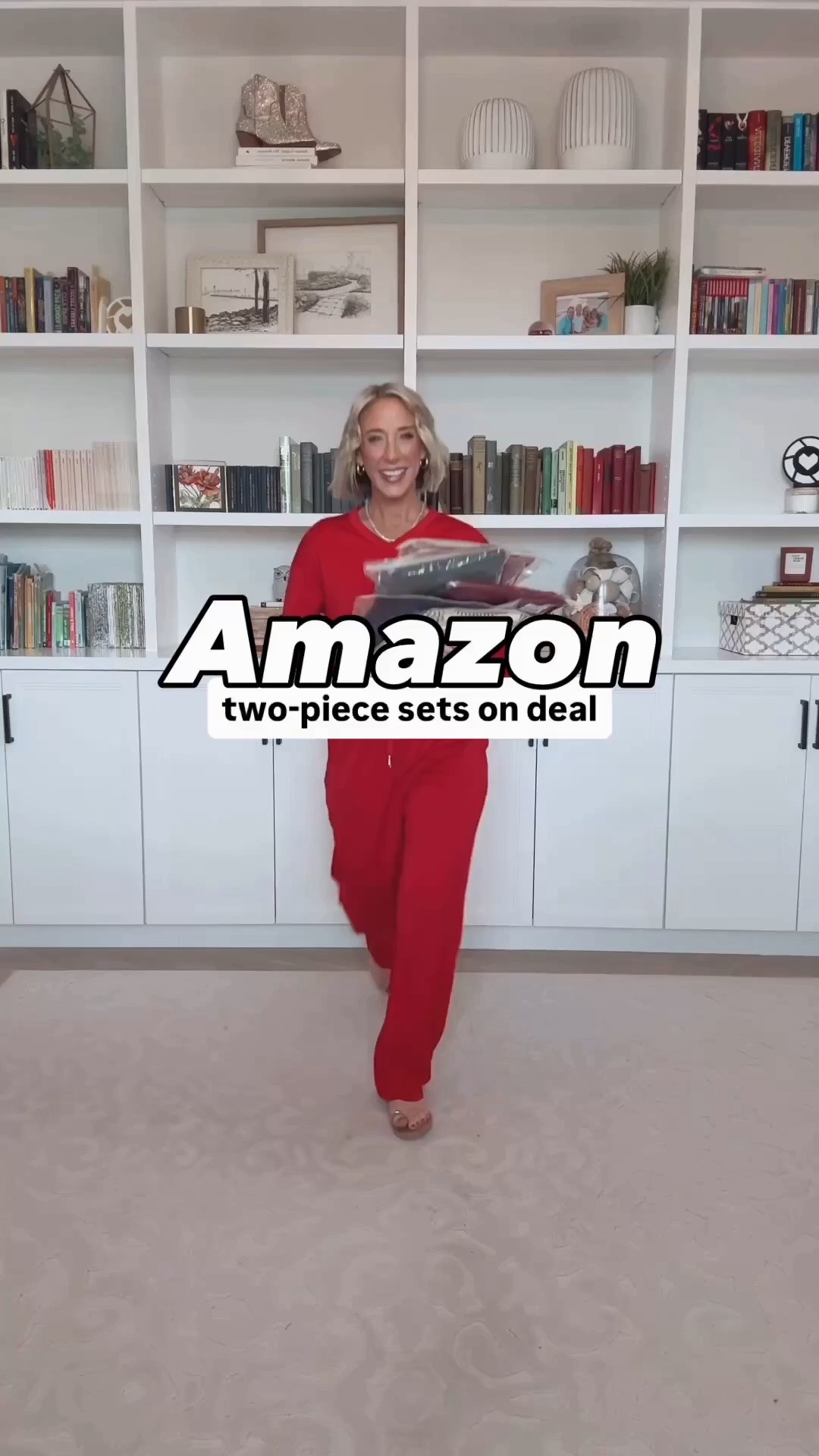 Amazon - two-piece sets on deal * V Neck Two Piece Set - size small. 21 colors. 1. Half Zip Two Piece Sweat Set - size small. 8 colors. 2. Track Stripe Two Piece Set - size small. 12 colors. 3. Solid Two Piece Set - size small. 16 colors. 4. Full Zip Two Piece Set - size small. 17 colors. 5. Striped Two Piece Set - size small. 12 colors (solids and stripes).