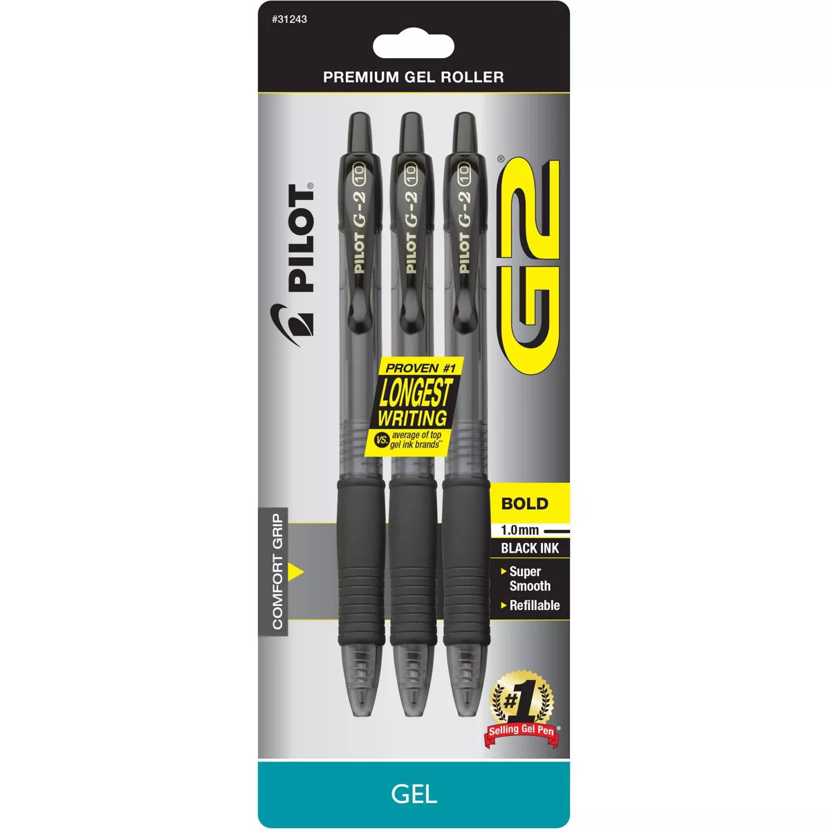 Pilot 3ct G2 Gel Pens Bold Point 1.0mm Black Ink | Target