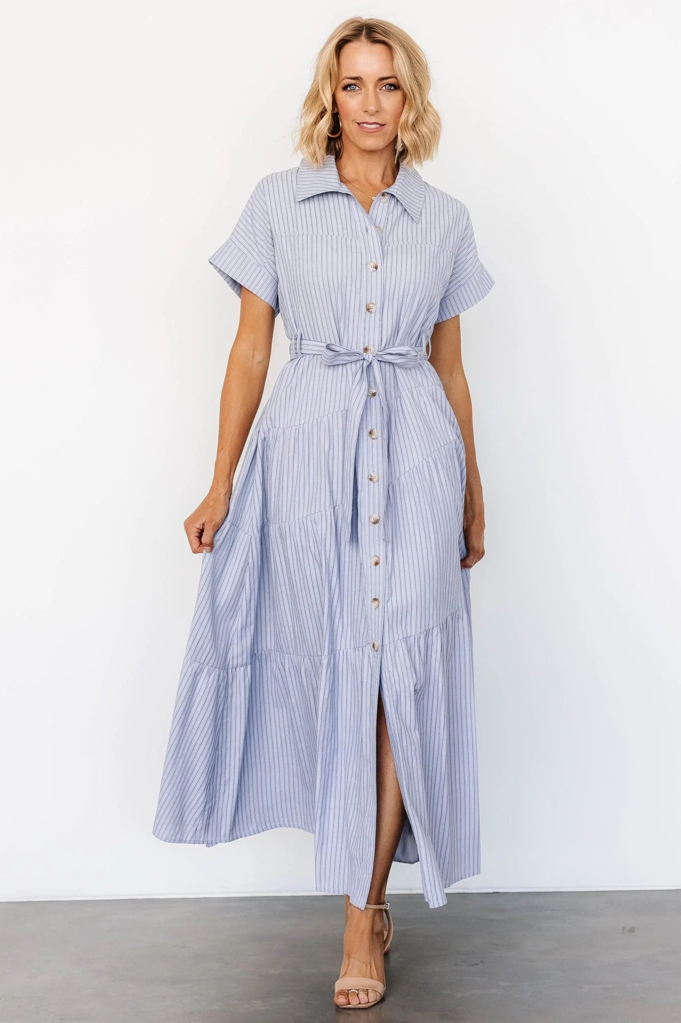 Covey Button Up Maxi Dress | Blue Stripe | Baltic Born