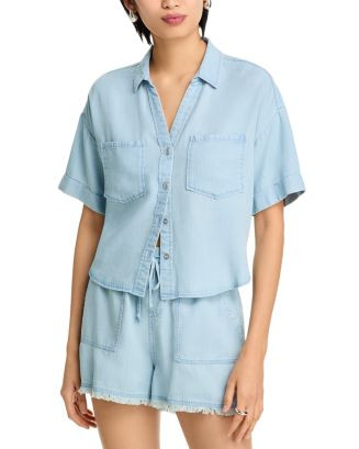 AQUA Chambray Button Front Top - Exclusive   | Bloomingdale's Women | Bloomingdale's (US)