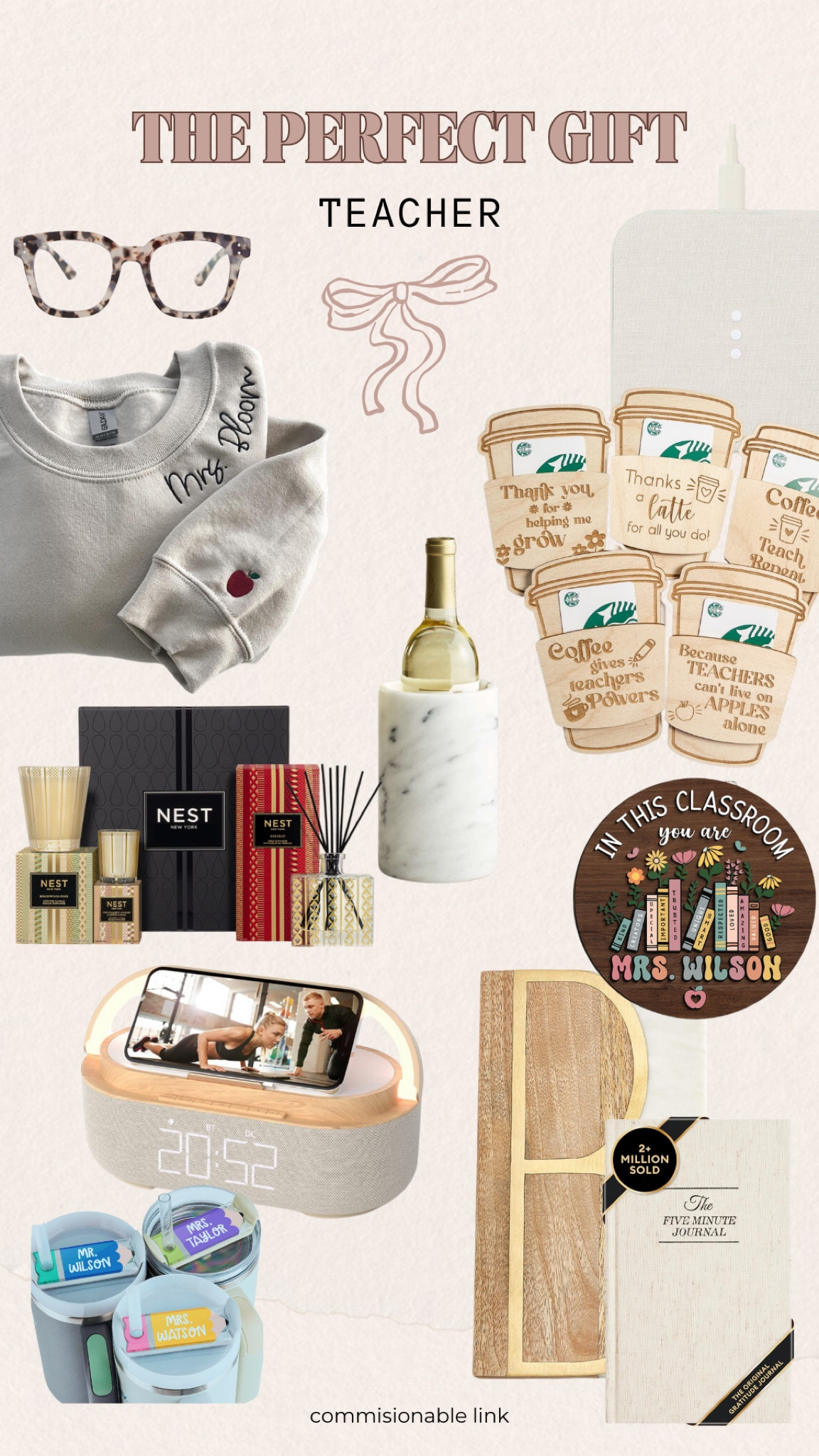 Perfect gift ideas for teacher! 

	•	Gift ideas for teachers
	•	Best gifts for teachers
	•	Thoughtful gifts for teachers
	•	Personalized gifts for teachers
	•	End-of-year gifts for teachers
	•	Holiday gifts for teachers
	•	Teacher appreciation gifts
	•	Unique gifts for teachers
	•	Gifts for male/female teachers
	•	Classroom gifts for teachers
	•	Affordable gifts for teachers
	•	Creative gifts for teachers
	•	Teacher gift sets
	•	Customized gifts for teachers
	•	Teacher thank-you gifts
	•	Sentimental gifts for teachers
	•	DIY gifts for teachers
	•	Gift ideas for teacher mentors
	•	Practical gifts for teachers
	•	Eco-friendly gifts for teachers
	•	Teacher stationery gifts
	•	Personalized teacher mugs or tote bags
	•	Gifts for new teachers
	•	Gift cards for teachers
	•	Teacher self-care gifts
	•	Inspirational gifts for teachers
	•	Teacher office supplies gifts

#LTKGiftGuide #LTKHoliday #LTKSeasonal