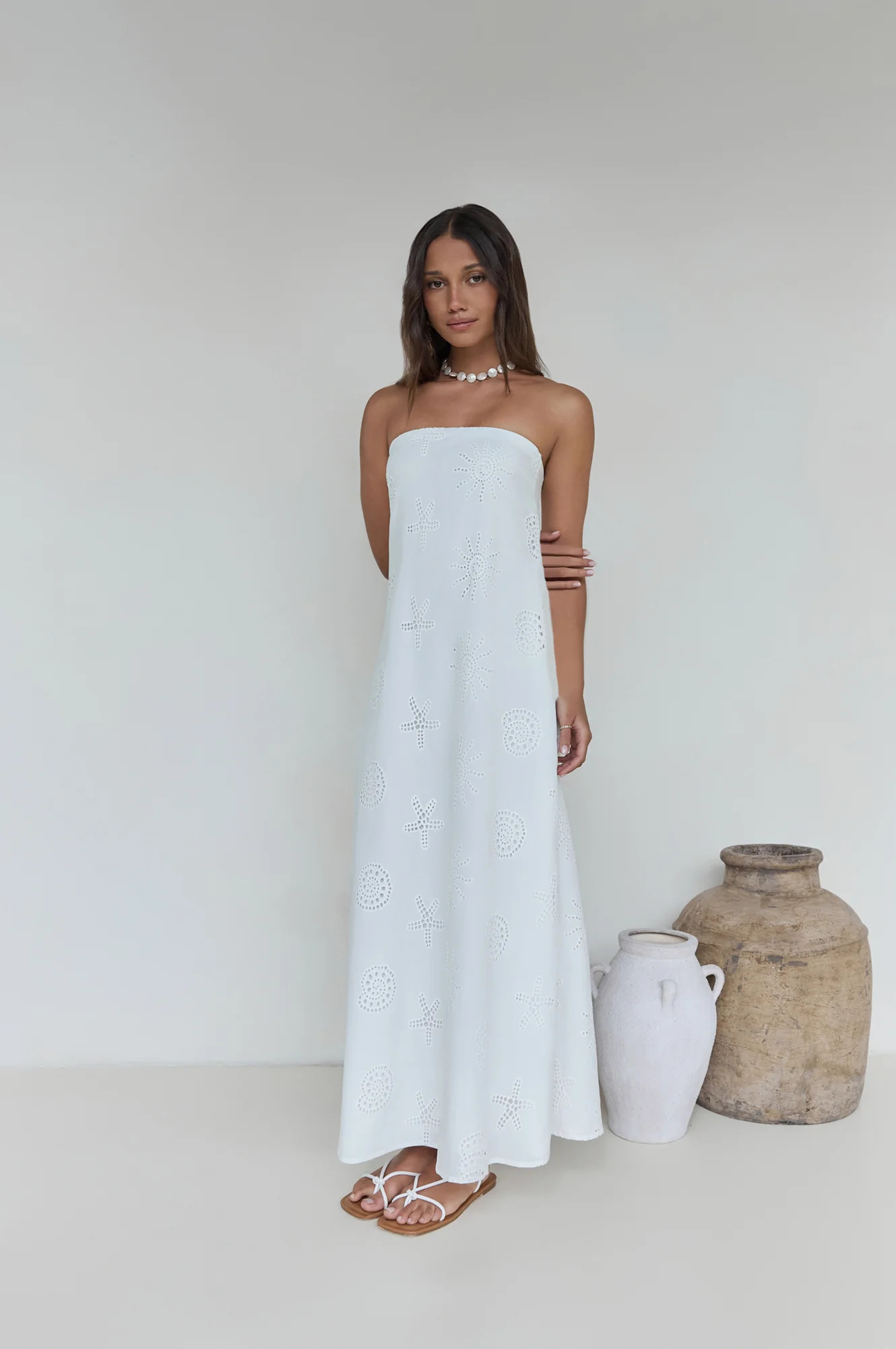 Heart To Heart Strapless Maxi Dress White | Fortunate One