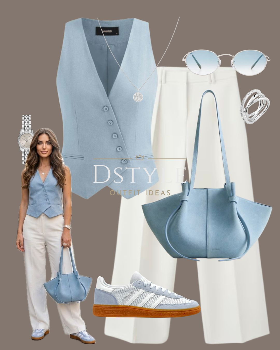 Something about baby blue and crisp white just feels so right for spring. ☁️✨ I’m obsessed with the asymmetrical detail on this tailored vest. It’s the perfect way to dress up your favorite sneakers for a chic, city-girl look. 👟 Whether you're headed to brunch or a casual meeting, this outfit is a total mood. 

 

#LTKootd #LTKWorkwear