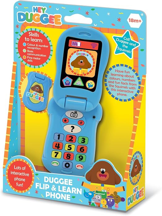 Hey Duggee Toys, Flip & Learn Toy Phone For Kids - Helps Child Development, Learning, Problem Solving, Communication, Hand-Eye Coordination and Motor Skills, 18+ Months, Blue | Aesthetic Interactive Musical Calling Button Device with Character Sounds for Toddler Nursery. Cool Birthday Gifts for Kids. | Amazon (UK)