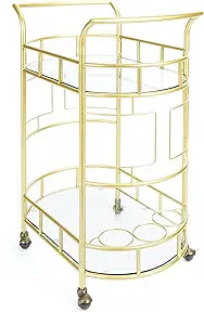 Silverwood Sinclair 2-Tier Serving Cart 2, 17" L x 26.5" W x 34.5" H, Gold | Amazon (US)