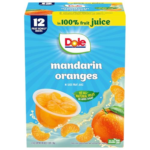 Dole Fruit Bowls Mandarin Oranges in 100% Juice Snacks, 4oz 12 Total Cups, Gluten & Dairy Free, B... | Amazon (US)