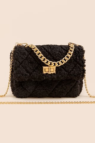 Terri Sherpa Quilted Turnlock Crossbody | Francesca's