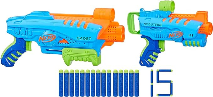 NERF Elite Junior Ultimate Starter Set, 2 Easy Play Blasters, 15 Darts for Kids Outdoor Games, Ag... | Amazon (US)
