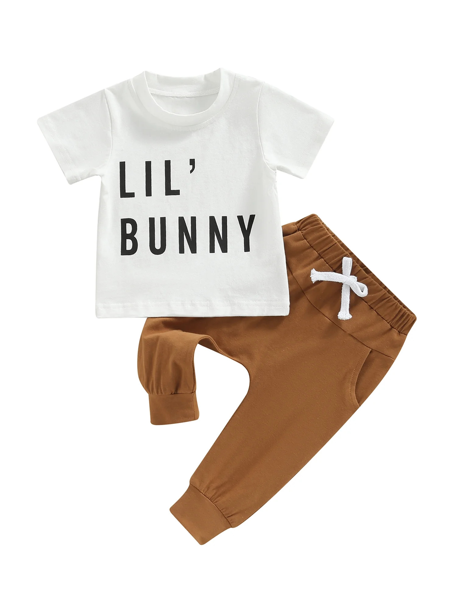 Sunisery Toddler Newborn Baby Boy Easter Clothes Lil' Bunny Print Short Sleeve T-Shirt Tops Pants... | Walmart (US)