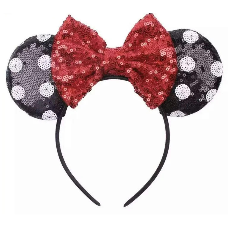Polka Dot Sequin Mickey Minnie Ears Headband / Minnie Inspired Princess Ears / Minnie Headband | Walmart (US)