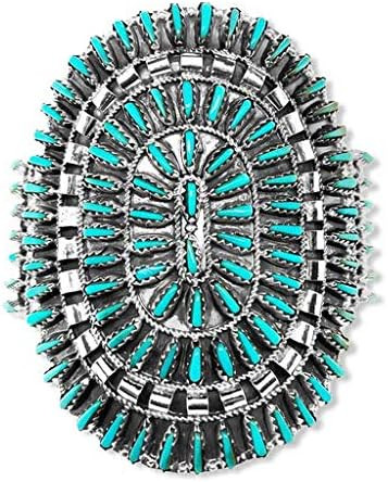 Genuine Sleeping Beauty Turquoise Cuff Bracelet, Sterling Silver, Petit Point Style, Authentic Zu... | Amazon (US)