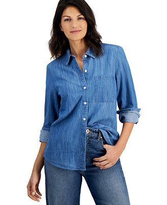 Style & Co Women's Cotton Button-Up Shirt, Created for Macy's - Macy's | Macy's