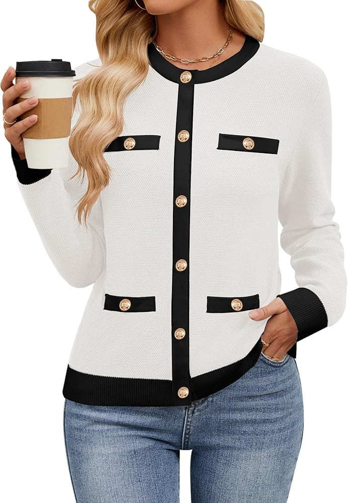 HAEOF Women's 2025 Fall Fashion Lightweight Cardigan Sweaters Long Sleeve Button Down Textured Lo... | Amazon (US)