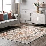 nuLOOM Justine Vintage Medallion Area Rug - 4x6 Area Rug Vintage Beige/Mustard Rugs for Living Ro... | Amazon (US)