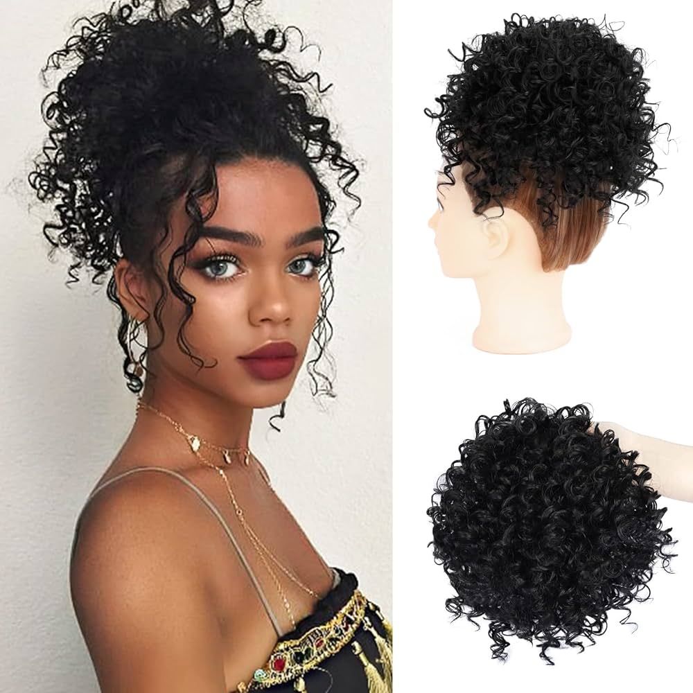 DOROJJ Curly Drawstring Ponytail for Black Women Curly hair Bun Drawstring Ponytail Extension for... | Amazon (US)