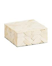 6x6x2.5 Handcrafted Cumberland Bone Wood Box | TJ Maxx