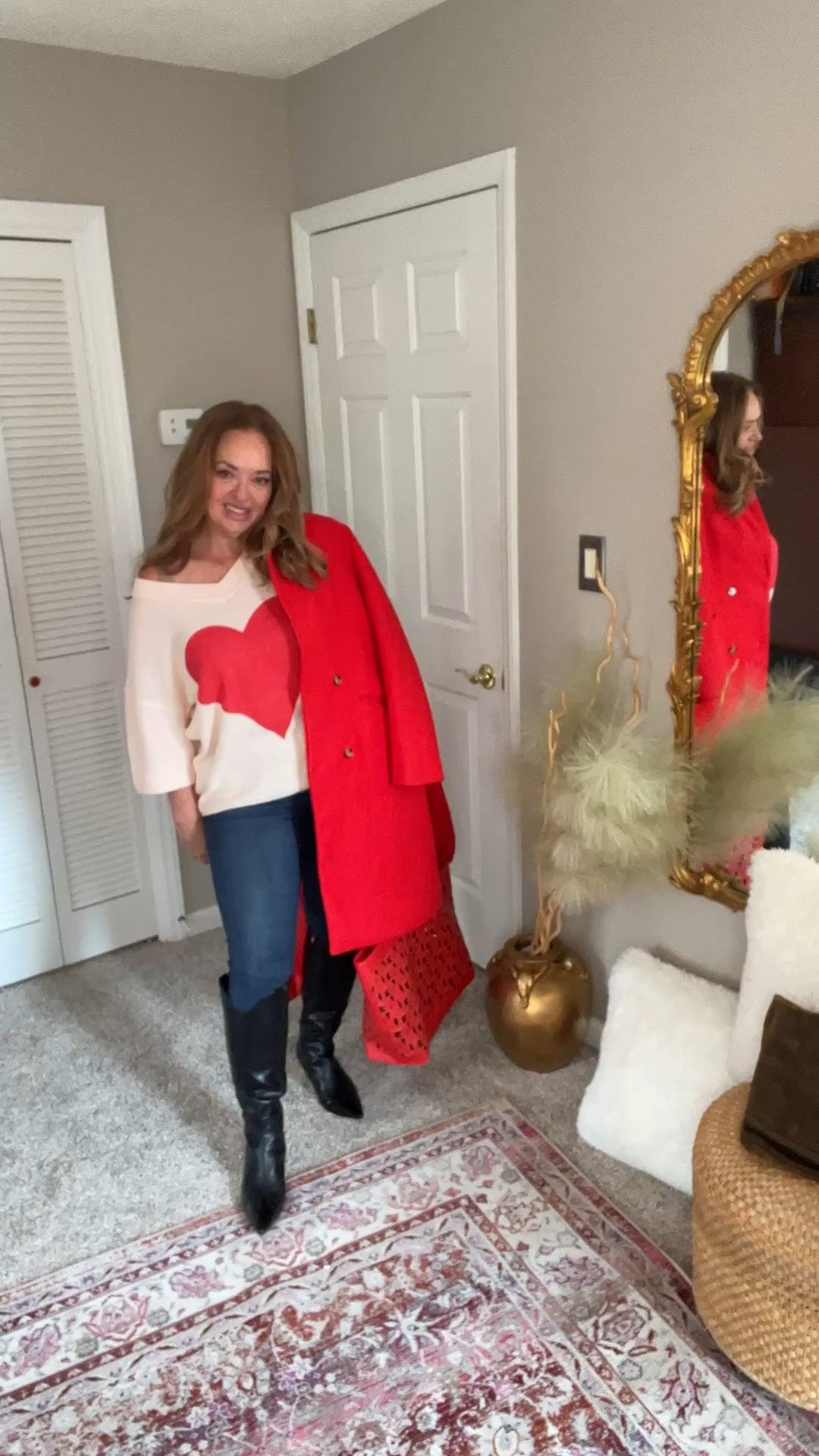 Easy off the shoulder heart sweater for a casual holiday vibe  

#LTKdayinmylife #LTKootd #LTKValentine