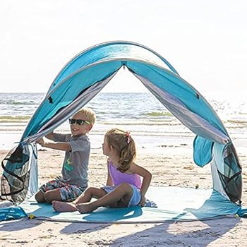 WolfWise UPF 50+ Easy Pop Up 3-4 Person Beach Tent Sport Umbrella Instant Sun Shelter Tent Sun Sh... | Amazon (US)