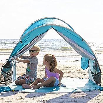 WolfWise UPF 50+ Easy Pop Up 3-4 Person Beach Tent Sport Umbrella Instant Sun Shelter Tent Sun Sh... | Amazon (US)