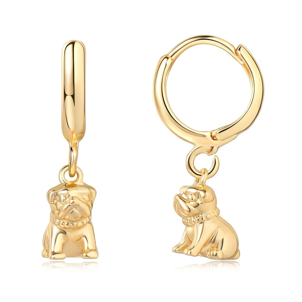 Gold Dangle Drop Huggie Hoop Pendant Earrings with Dainty Small Charms for Women | Amazon (US)
