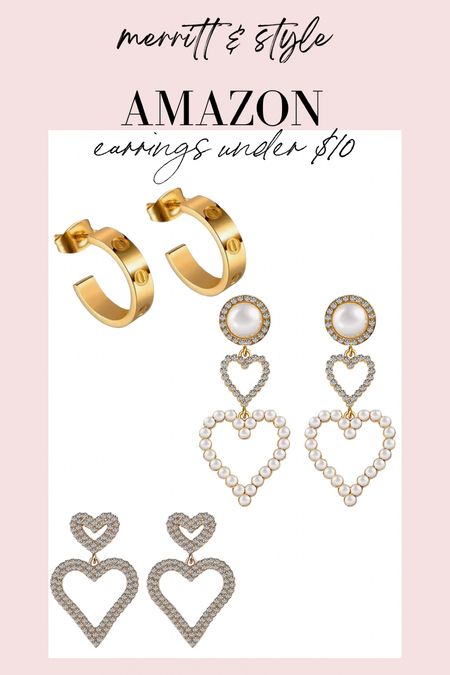 Amazon earrings 
Heart 
Valentines 
Gift idea 
Galentines 
Gold hoops 