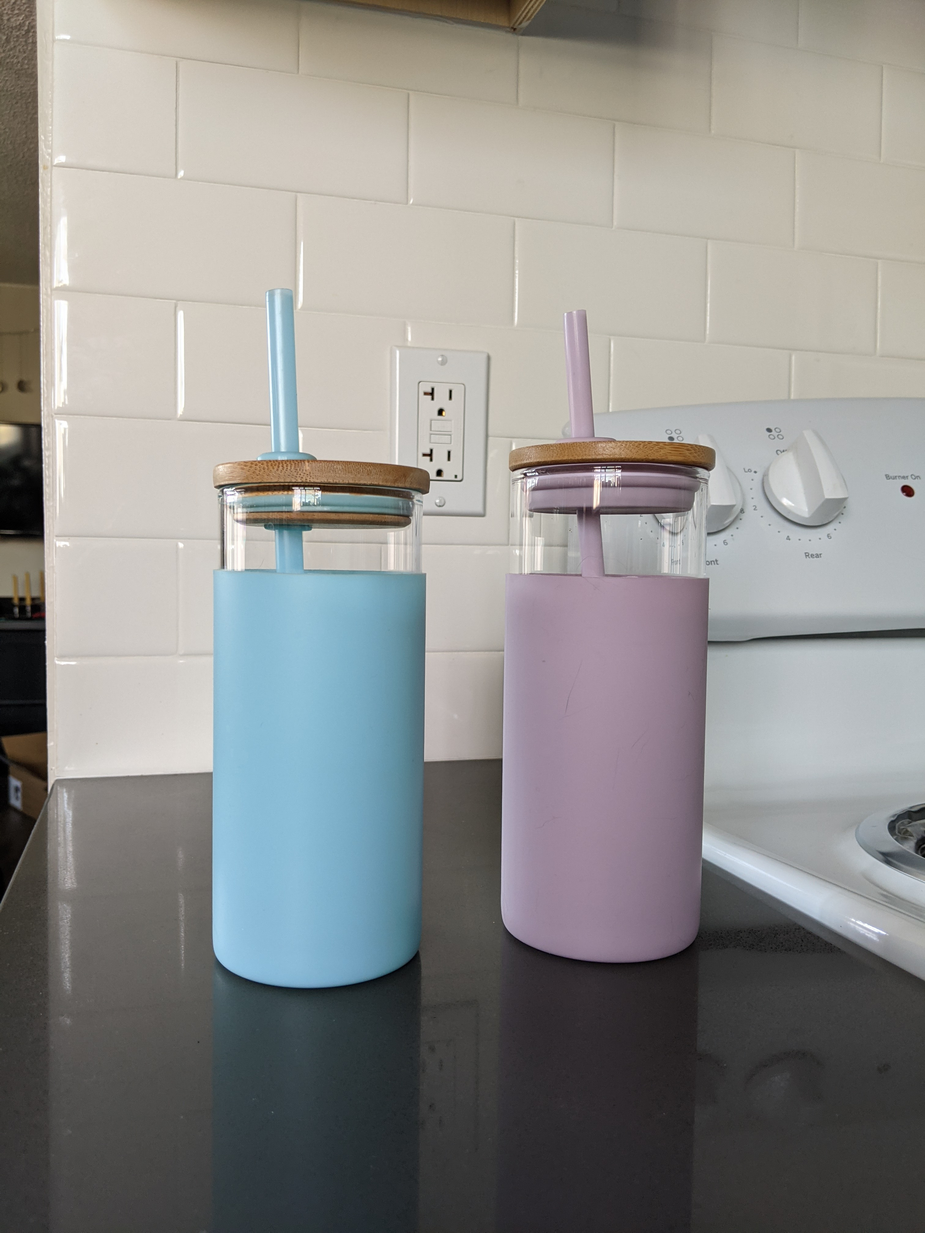 tronco 20 oz Glass Tumbler Glass Water Bottle Straw Silicone Protective Sleeve Bamboo Lid - BPA F... | Amazon (US)