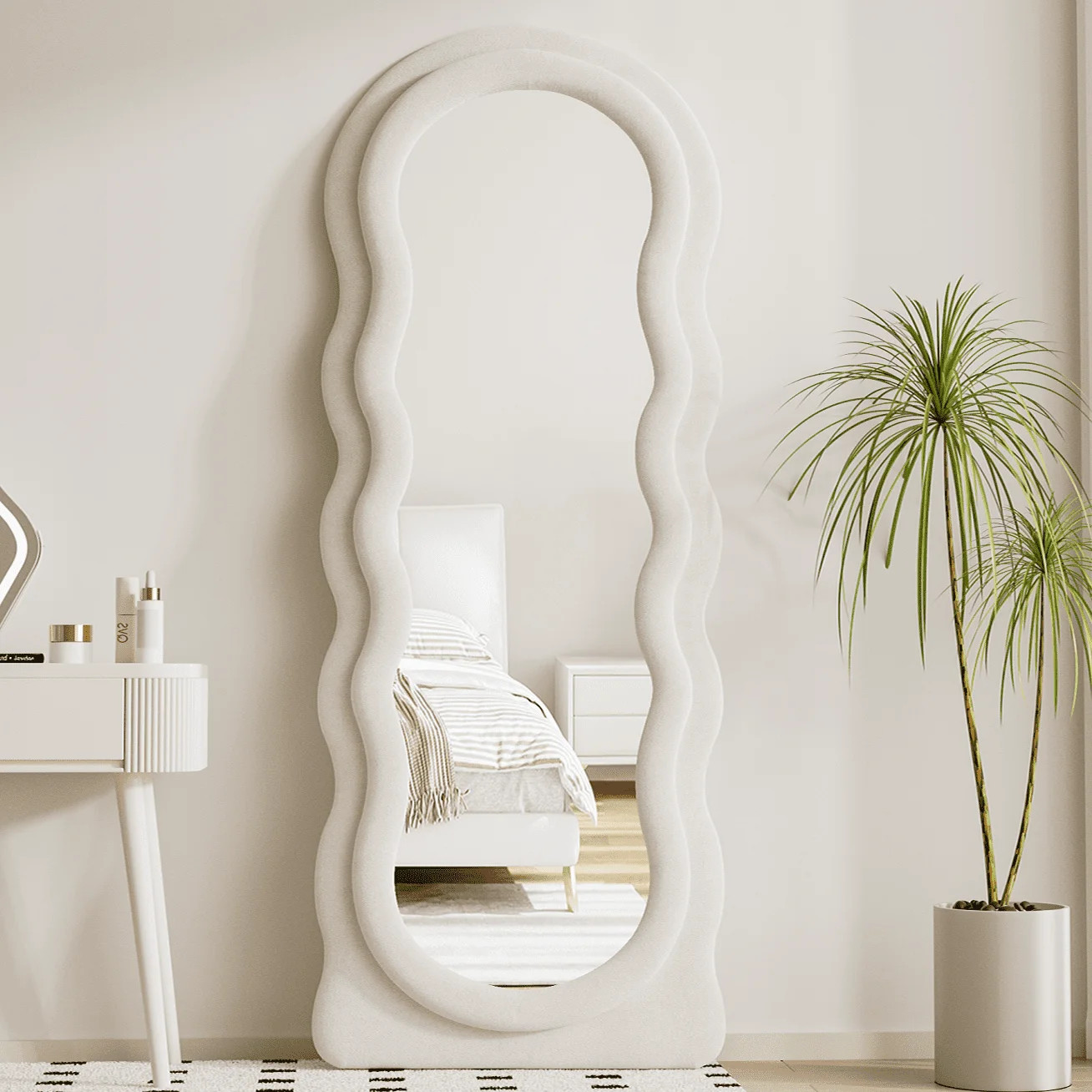 TinyTimes 63"x24" Wavy Full Length Mirror Freestanding Floor Mirror with Stand Full Body Dressing... | Walmart (US)