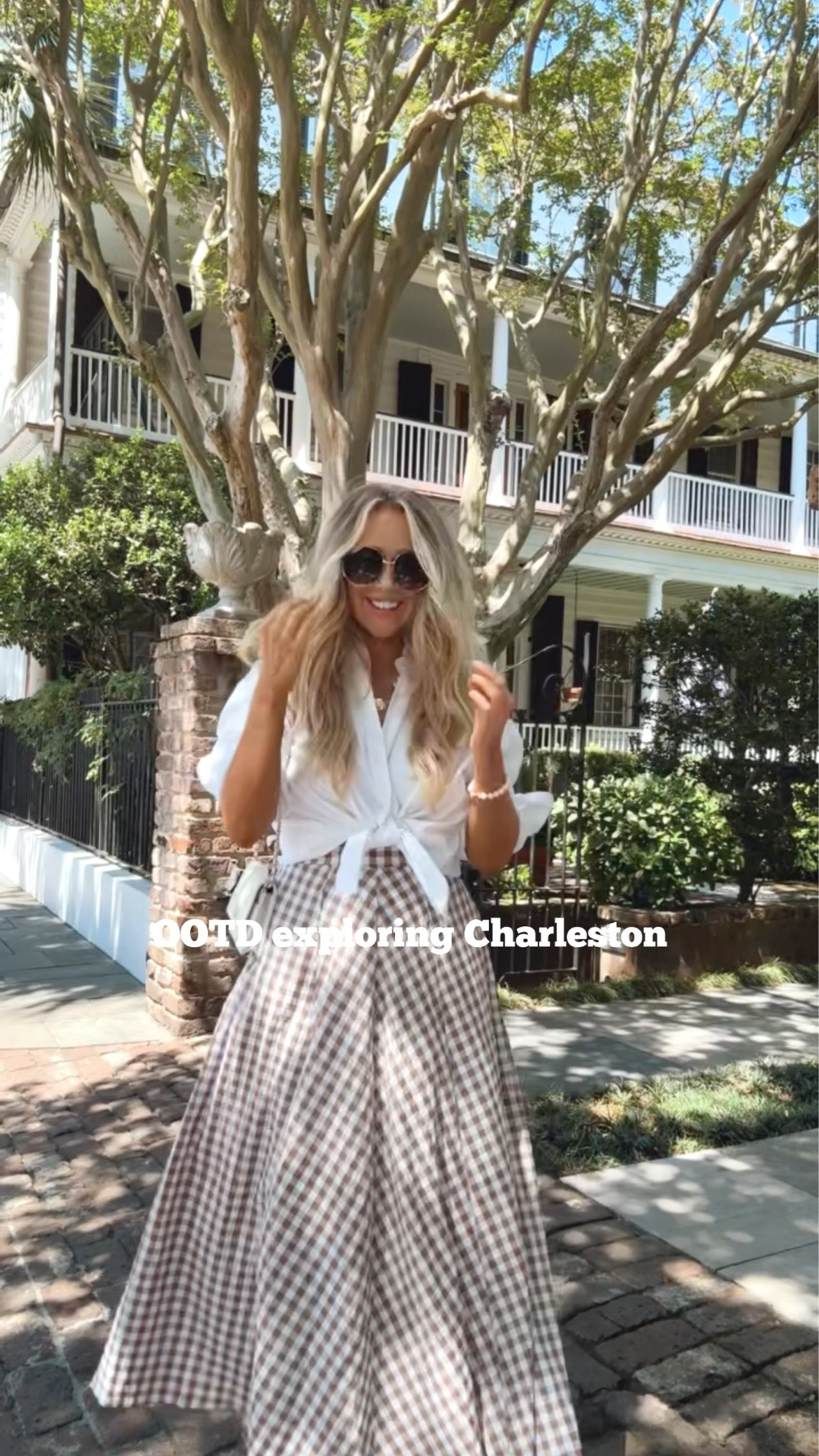 Affiliate links - I earn commission on purchases made through my links | What I wore for a day of exploring Charleston!
Summer vacation outfit
Amazon gingham skirt
J.Crew white button up shirt oversized