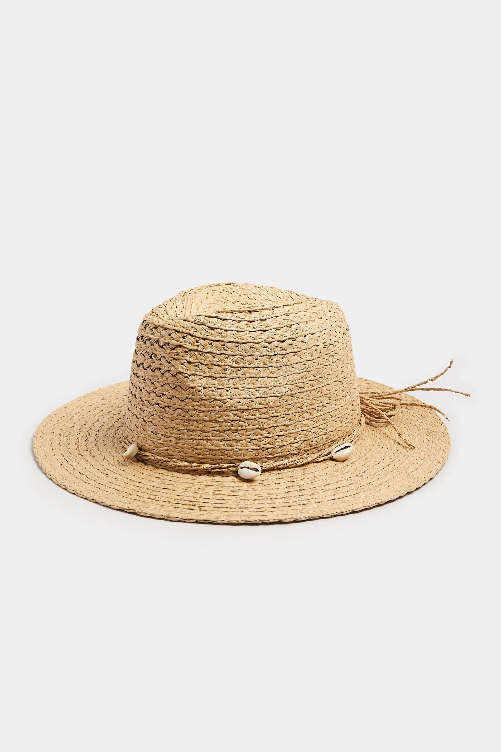 Natural Brown Shell Detail Straw Hat | Yours Clothing UK