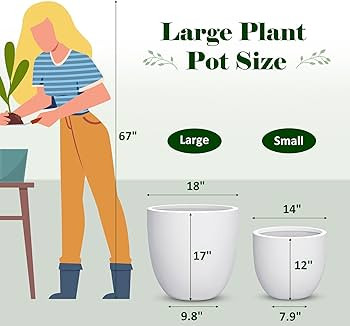 Large Indoor Planter, 18 14 Plant pots Large - Large Planter for Indoor Outdoor Plants,Tall Plant... | Amazon (US)