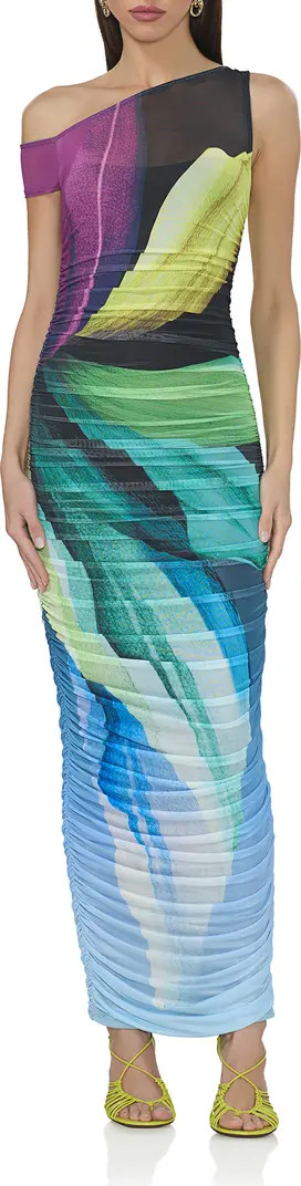 AFRM Biona One-Shoulder Ruched Mesh Maxi Dress | Nordstrom | Nordstrom