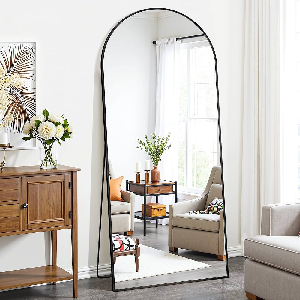 Floor Mirror, 71"×28" Full Length Mirror with Stand for Bedroom Living Room, Black | Amazon (US)