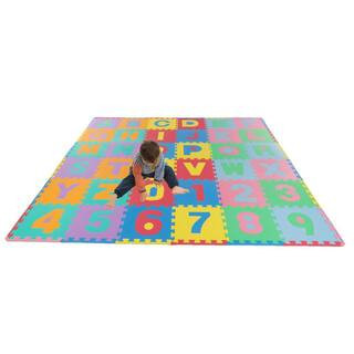 96-Piece Alphabet and Number Puzzle Foam Floor Playmat | The Home Depot