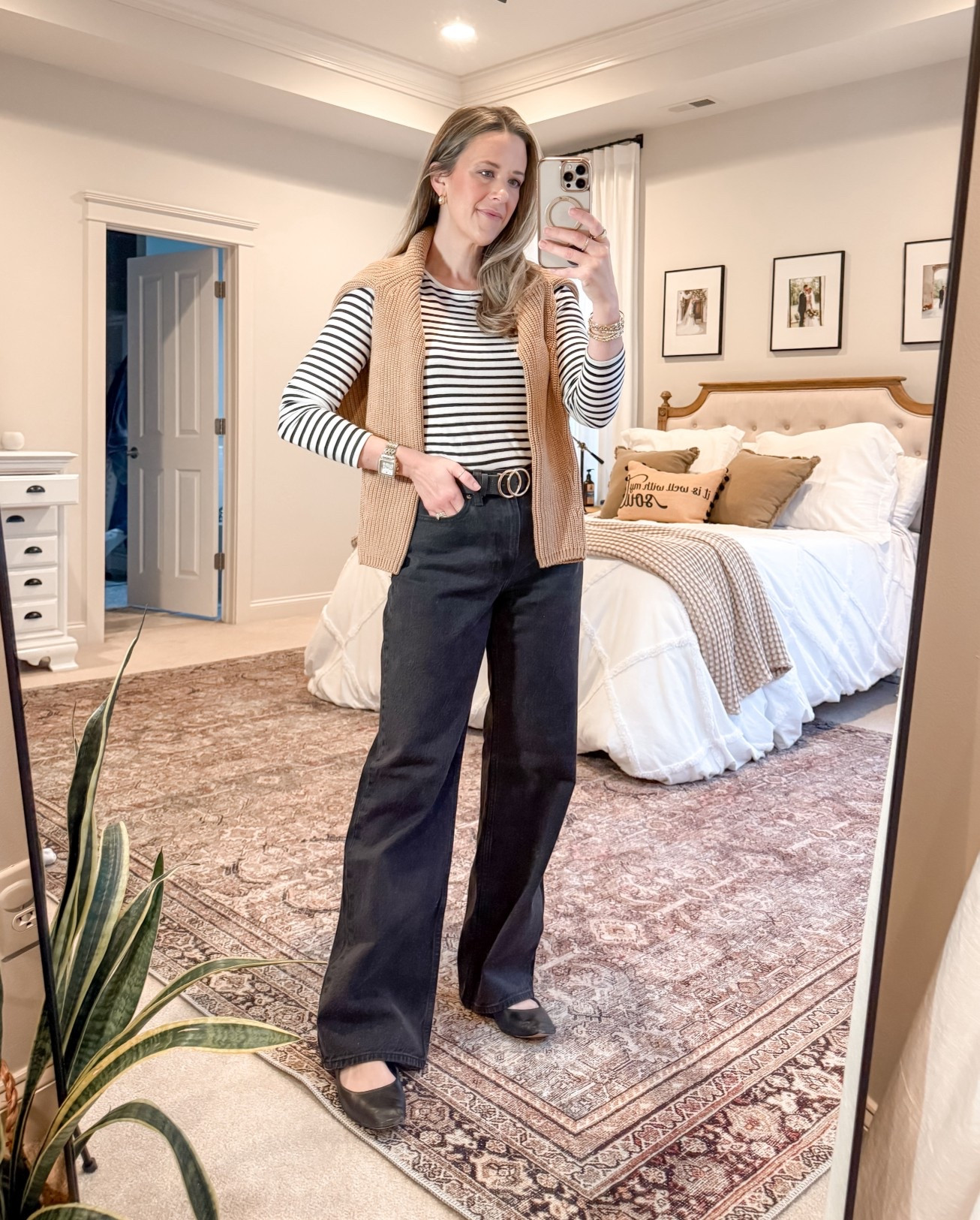 Dressing like fall because I woke up and it was only 59°!

Sizing: 
Straight fitted long sleeve tea: old from H&M, but linking similar
Camel fisherman sweater: Small from Quince (code: INFG-25SIMPLYCHICMAMA10)
Black wide leg jeans: Abercrombie 25r. If you go between sizes, I recommend sizing down.

Coastal style, preppy, casual, fall outfit, casual, fall, workwear, elevated, casual, quiet luxury, Nantucket style, grand millennial fall style   

#LTKSeasonal #LTKStyleTip #LTKWorkwear

#LTKFindsUnder100 #LTKStyleTip #LTKSeasonal