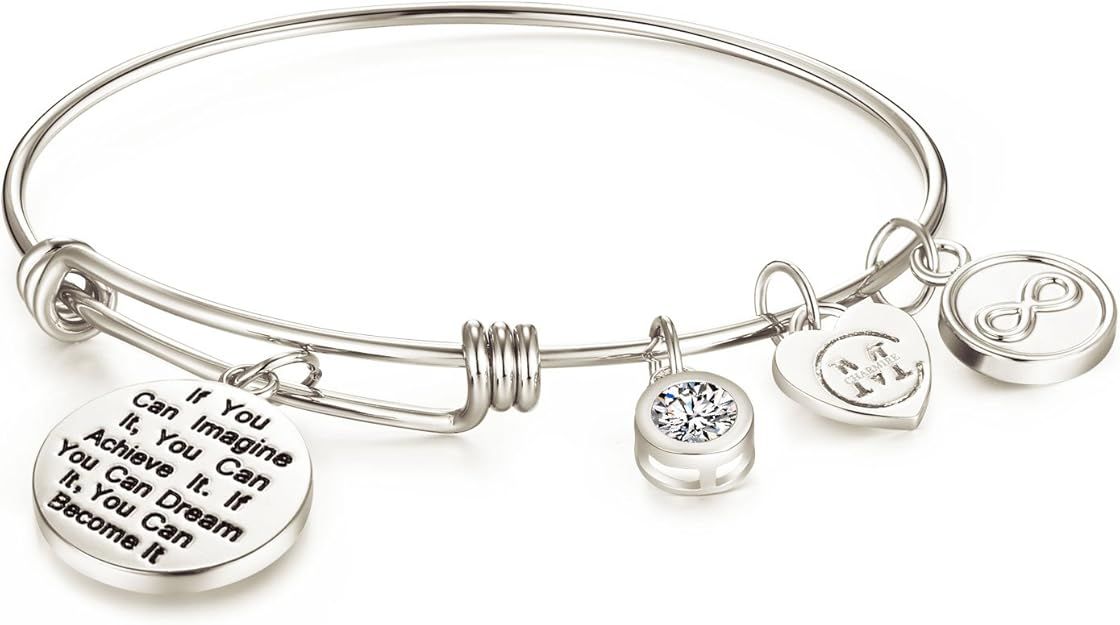 Inspirational Charm Bangle Bracelet Engraved If You Can Imagine It, You Can Achieve It. If You Ca... | Amazon (CA)