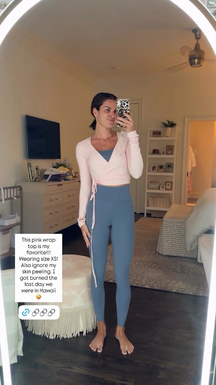 This pink wrap top from Athleta is my favorite!!! 

Wearing size XS!

Gray set is 25% off linked below! 🩶

#LTKSeasonal #LTKActive #LTKSaleAlert