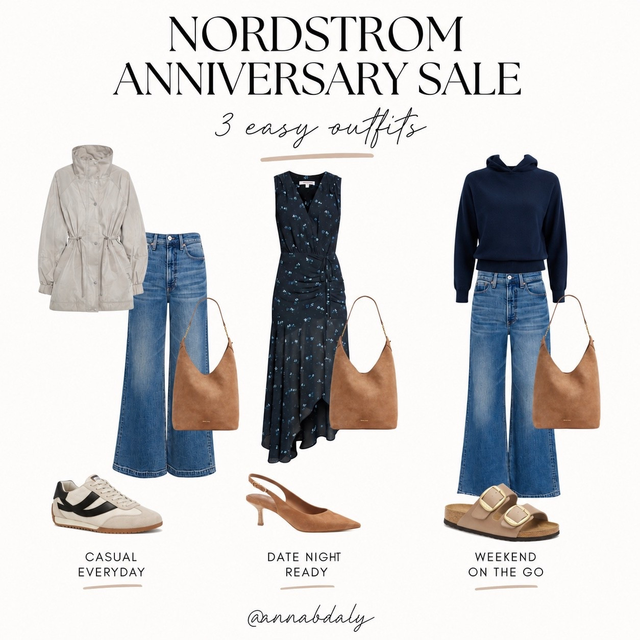 I’ve been having so much fun putting together outfit ideas from the Nordstrom Anniversary Sale, and these are three combinations I’d actually wear on repeat. 🤍

Whether you’re looking for an easy everyday outfit, something for date night, or a comfortable weekend look, these pieces are such great staples that you’ll be able to mix and match all season long.

Nordstrom Anniversary Sale, Nordstrom Sale, fall outfits, everyday style, date night outfit, casual outfit ideas, fall fashion, wardrobe staples, denim, handbags, comfortable style, women’s fashion, outfit inspiration, Nordstrom finds, LTK