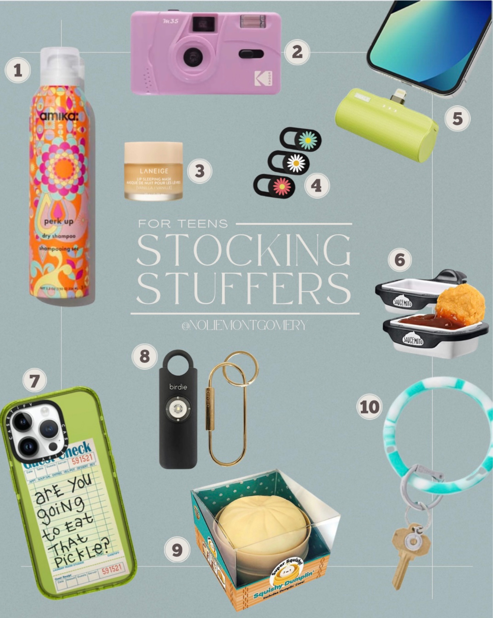 Fun stocking stuffers for teens and tweens! 

TAGS: Dry hairspray. Reusable film camera. Lainge lip mask. Webcam covers. iPhone camera covers. Laptop camera covers. Portable phone charger. Dip holder. Car condiment holder. Fun phone case. Unique iphone case. Car key alarm. Safety alarm for women. Personal safety alarm. Fun fidget toy. Squishy toy. Car key ring. Christmas stocking stuffers. Christmas ideas. Gift guide for teen. Teen gift guide. Practical gifts. 

#LTKHoliday #LTKGiftGuide #LTKCyberweek