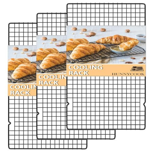 Hunnycook 15.8”×9.8” Cooling Rack, 3P Stainless Steel Baking Rack, Oven Safe Cooling Racks for Cooking and Baking, Black Roasting Rack & Wire Rack & Cookie Cooling Rack for Roasting, Grilling, Drying | Amazon (US)
