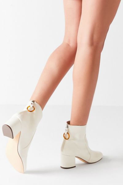 Harlow Faux Leather O-Ring Ankle Boot - Ivory 6 at Urban Outfitters | Urban Outfitters US