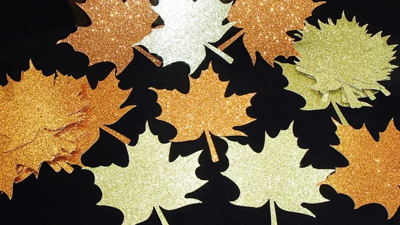 16 Maple Leaves Leaf Die Cuts Gold or Orange Glitter Home Decor Thanksgiving Decor Fall Wedding D... | Etsy (US)