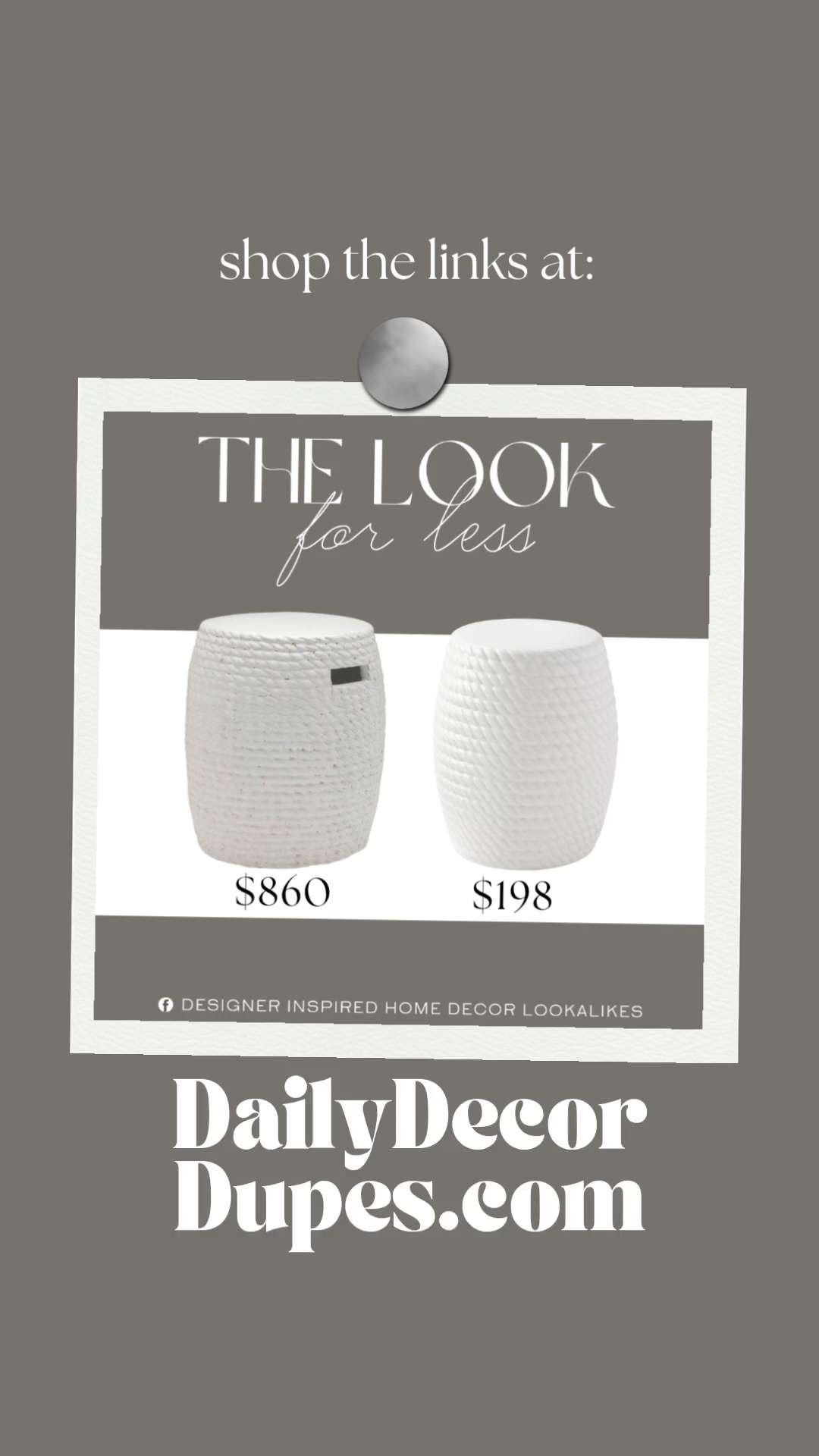 Inspired by Layla Grace Stool. Woven Rope Accent Stool. Coastal Modern Stool. Minimalist Accent Table. Modern Drink Table. Statement Furniture Finds. Textured Ceramic Stool. Stylish Side Table. 

Home more affordable option find copy cat similar look for less budget friendly affordable cheap cheaper beautiful pretty. Clearance sale coupon code discount code promo code luxury lookalike look a like Inspo inspiration inspired by idea ideas Love like these? I share multiple every day in my FB group. 

 #laylagraceinspired #stool #ceramicstool #modernstool #ropestool #accentfurniture #furniturefinds #ropestool #drinktable #LTKHome #LTKSaleAlert