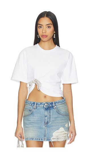 AREA Crystal Knot T-Shirt in White. - size M | Revolve Clothing (Global)