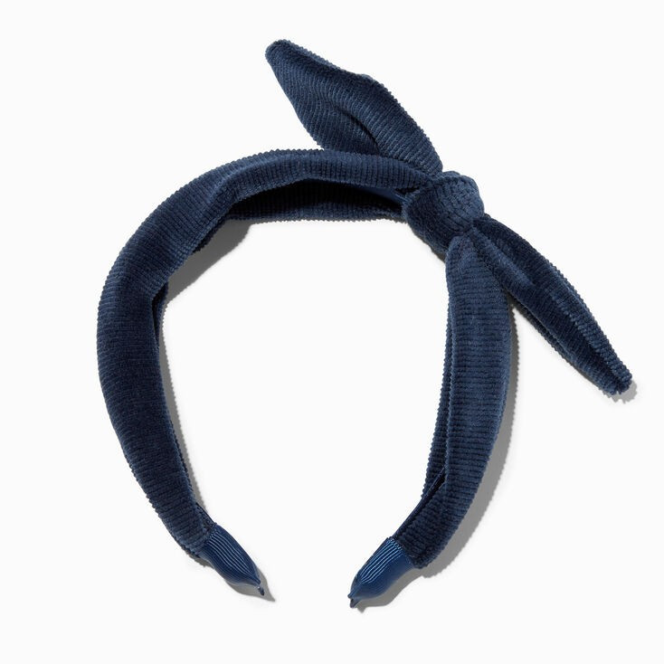 Claire's Club Navy Blue Corduroy Bow Headband | Claire's (US)