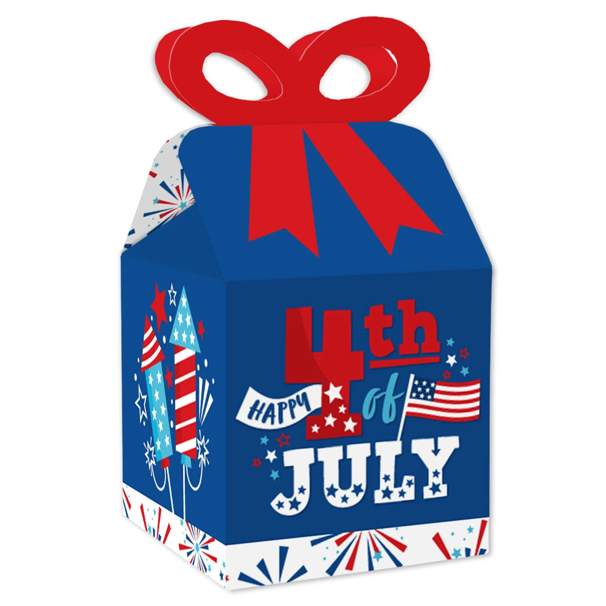 Big Dot of Happiness Firecracker 4th of July - Square Favor Gift Boxes - Red, White and Royal Blu... | Walmart (US)