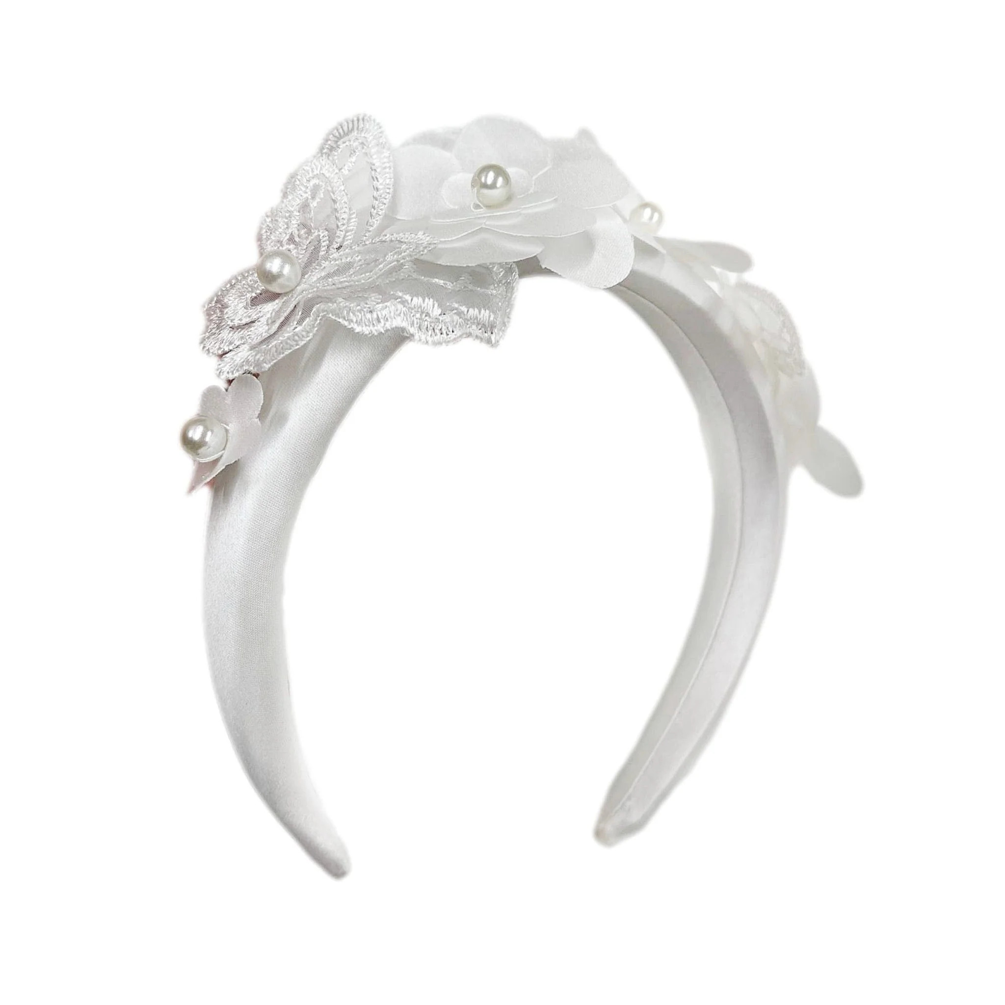 Butterfly White Satin Headband | petite maison kids