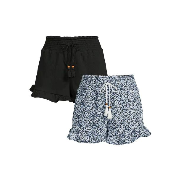 No Boundaries Juniors' Knit Gauze Ruffle Shorts | Walmart (US)